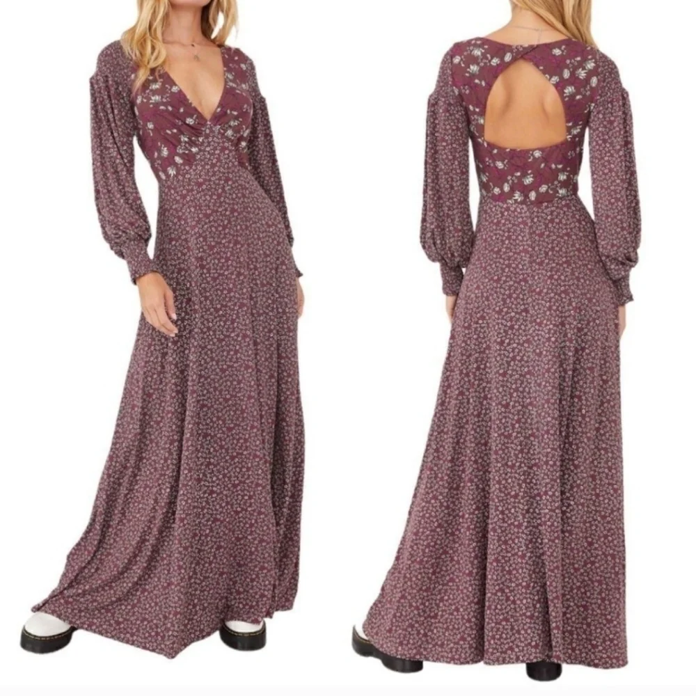 Free People Love Story Floral Long Sleeve Maxi Dress
